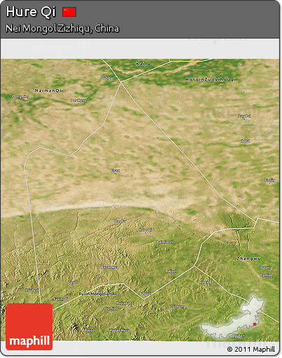 Satellite 3D Map of Hure Qi