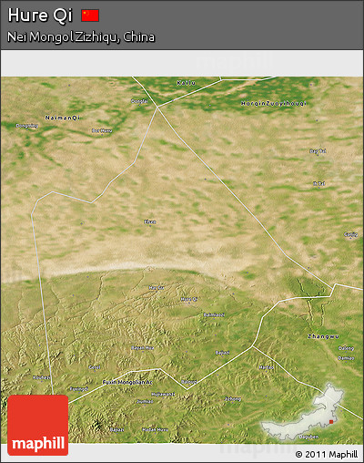 Satellite 3D Map of Hure Qi