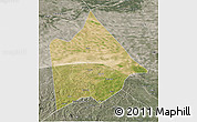 Satellite 3D Map of Hure Qi, semi-desaturated