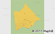 Savanna Style 3D Map of Hure Qi, single color outside