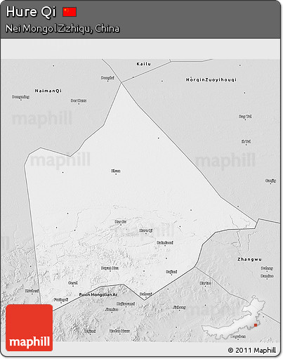 Silver Style 3D Map of Hure Qi