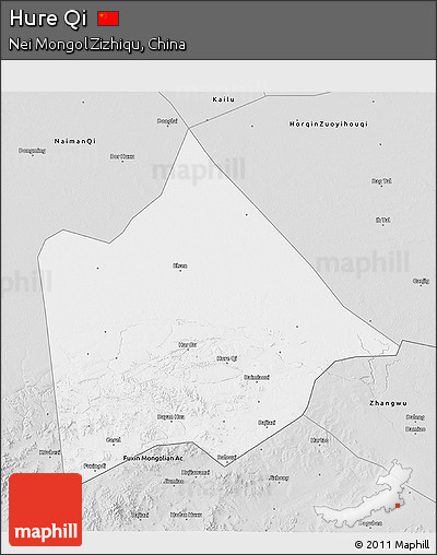 Silver Style 3D Map of Hure Qi