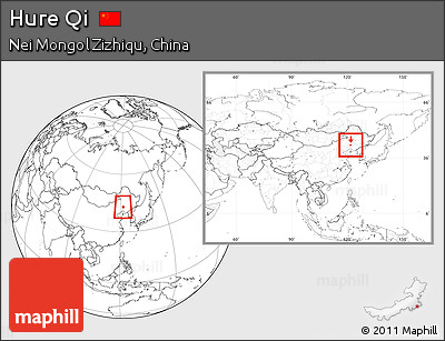 Blank Location Map of Hure Qi, within the entire country