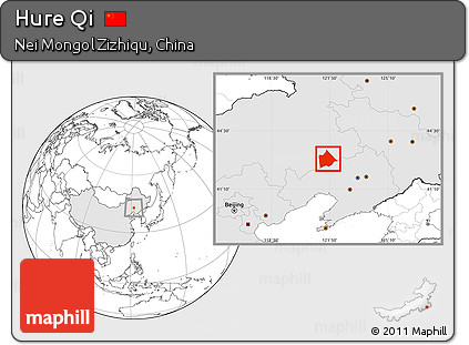 Blank Location Map of Hure Qi, highlighted country