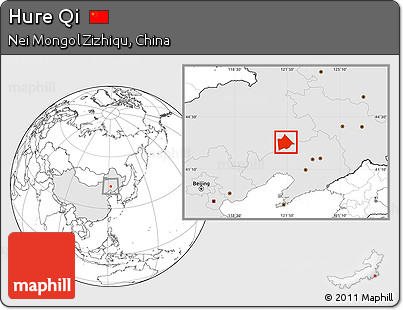Blank Location Map of Hure Qi, highlighted country