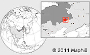 Blank Location Map of Hure Qi, highlighted country, highlighted parent region