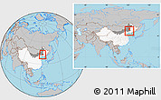 Gray Location Map of Hure Qi, highlighted country, highlighted parent region, within the entire country