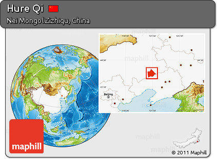 Physical Location Map of Hure Qi, highlighted country