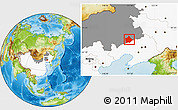 Physical Location Map of Hure Qi, highlighted country, highlighted parent region