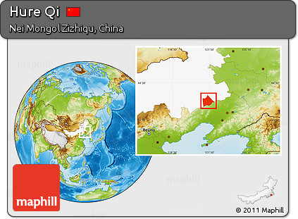Physical Location Map of Hure Qi, highlighted parent region
