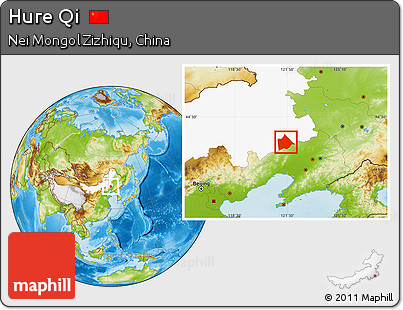 Physical Location Map of Hure Qi, highlighted parent region
