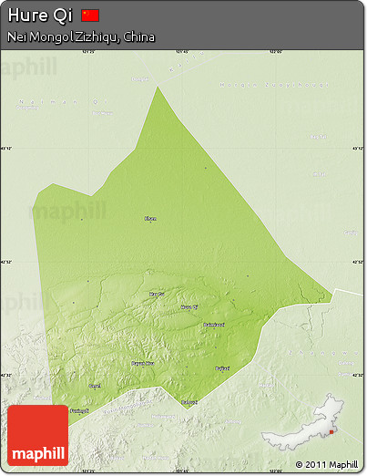 Physical Map of Hure Qi, lighten