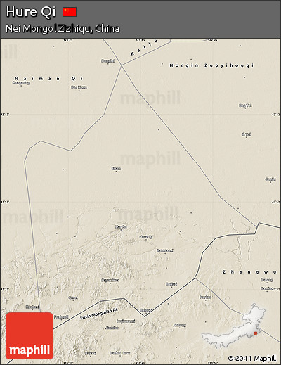 Shaded Relief Map of Hure Qi