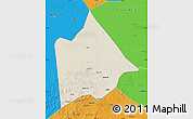 Shaded Relief Map of Hure Qi, political outside