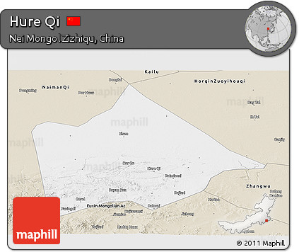 Classic Style Panoramic Map of Hure Qi