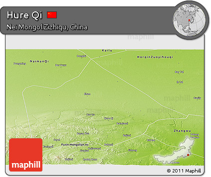 Physical Panoramic Map of Hure Qi