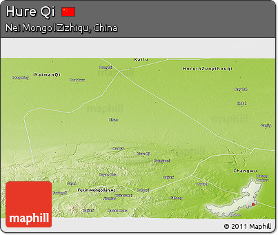Physical Panoramic Map of Hure Qi