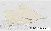 Shaded Relief Panoramic Map of Hure Qi, lighten, desaturated