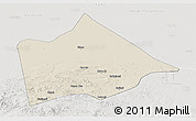 Shaded Relief Panoramic Map of Hure Qi, lighten, semi-desaturated