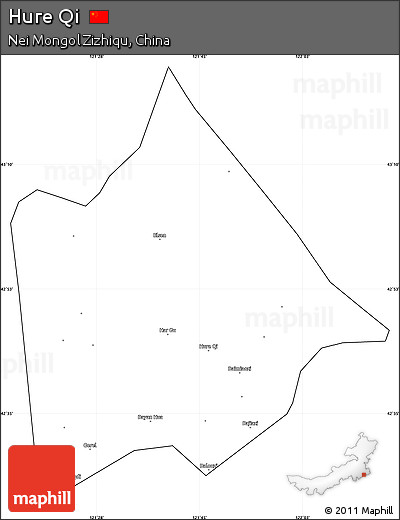 Blank Simple Map of Hure Qi, cropped outside