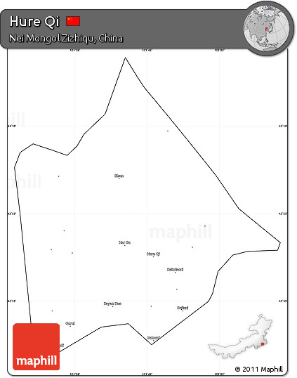 Blank Simple Map of Hure Qi, cropped outside