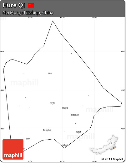 Blank Simple Map of Hure Qi, cropped outside
