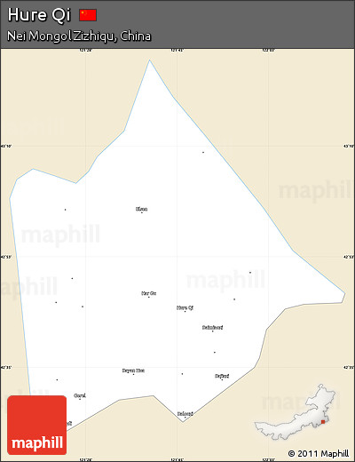 Classic Style Simple Map of Hure Qi, single color outside