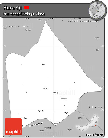 Gray Simple Map of Hure Qi