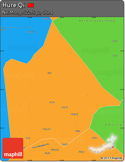Political Simple Map of Hure Qi
