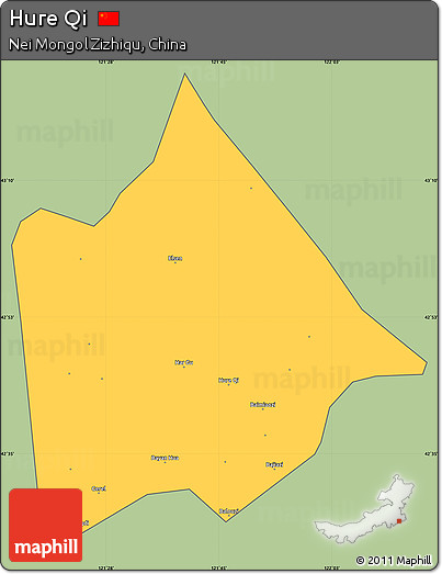 Savanna Style Simple Map of Hure Qi, cropped outside