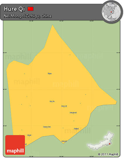 Savanna Style Simple Map of Hure Qi, single color outside