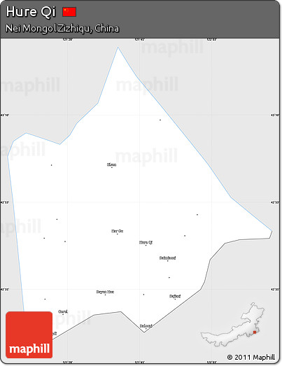 Silver Style Simple Map of Hure Qi, single color outside