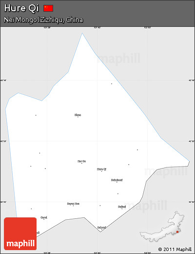 Silver Style Simple Map of Hure Qi, single color outside