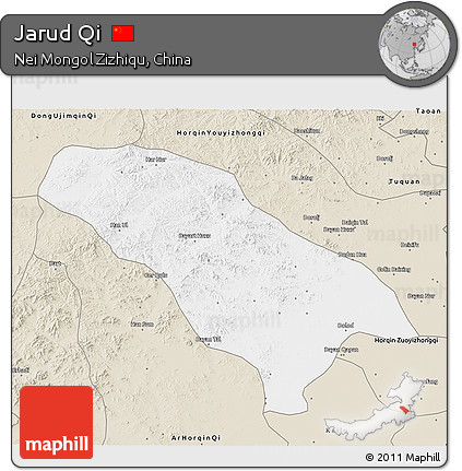 Classic Style 3D Map of Jarud Qi