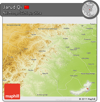 Physical 3D Map of Jarud Qi