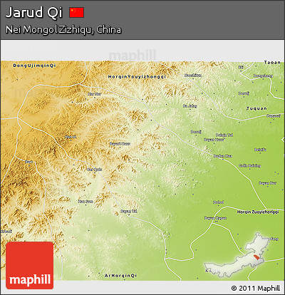 Physical 3D Map of Jarud Qi