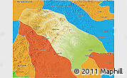 Physical 3D Map of Jarud Qi, political outside