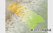 Physical 3D Map of Jarud Qi, semi-desaturated