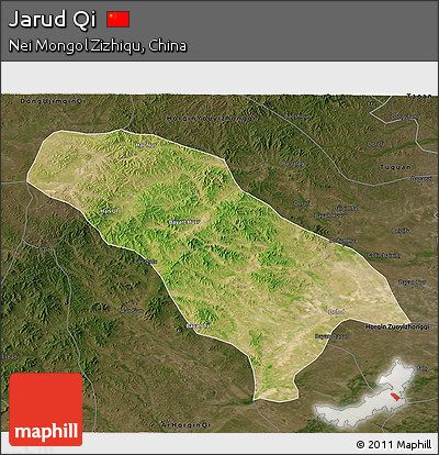Satellite 3D Map of Jarud Qi, darken