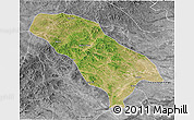 Satellite 3D Map of Jarud Qi, desaturated