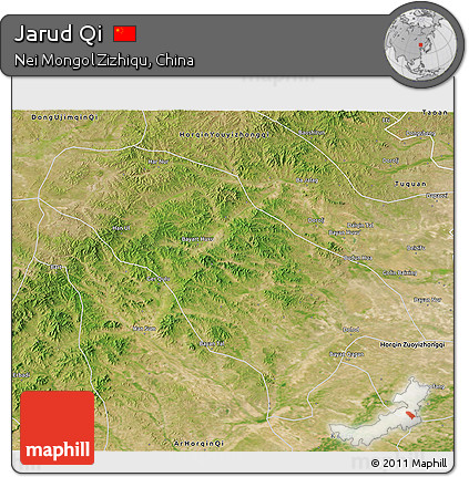 Satellite 3D Map of Jarud Qi