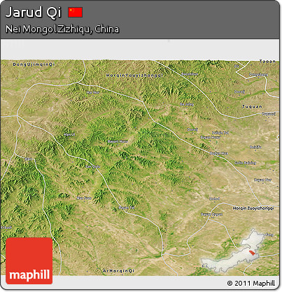 Satellite 3D Map of Jarud Qi