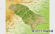 Satellite 3D Map of Jarud Qi, physical outside