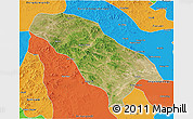 Satellite 3D Map of Jarud Qi, political outside