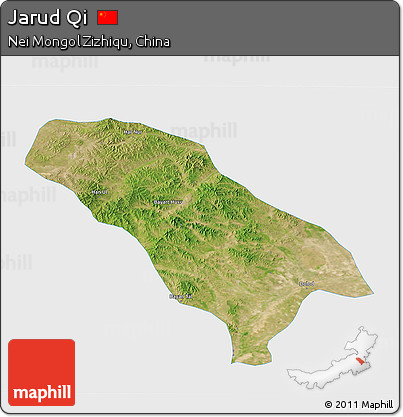 Satellite 3D Map of Jarud Qi, single color outside