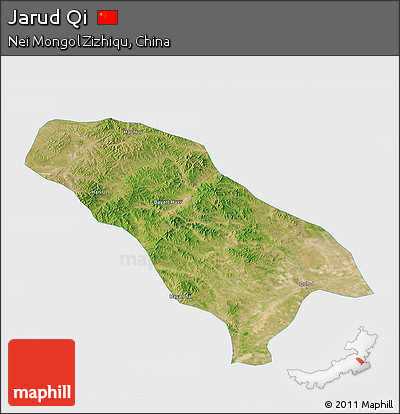 Satellite 3D Map of Jarud Qi, single color outside