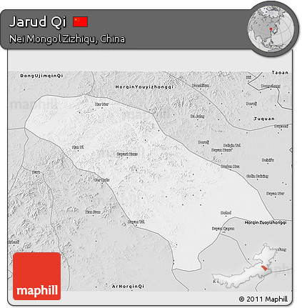 Silver Style 3D Map of Jarud Qi