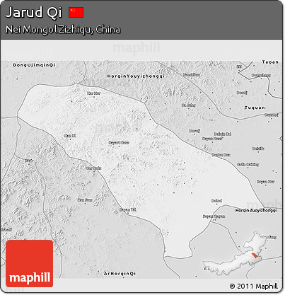Silver Style 3D Map of Jarud Qi