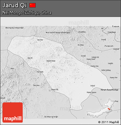 Silver Style 3D Map of Jarud Qi