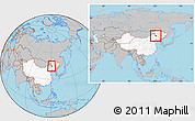 Gray Location Map of Jarud Qi, highlighted country, within the entire country